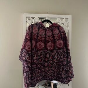 Chic Burgundy Patterned Women's Hoodie